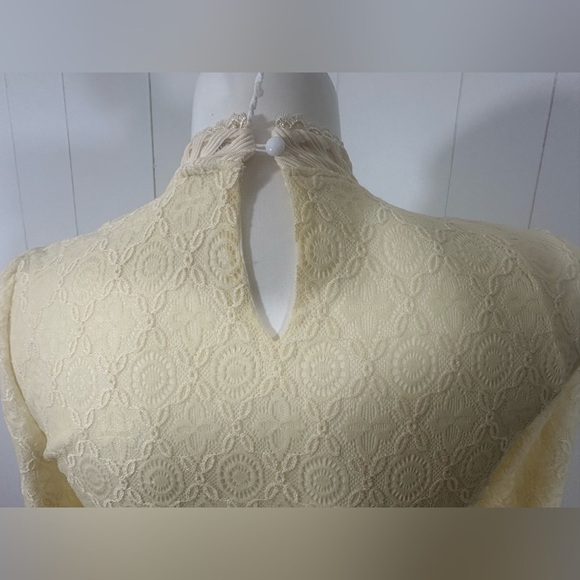 NEW Feifei Dress Womens Top Size 2xL Victorian Fairy Goth Dainty Yellow Lace - Picture 5 of 9